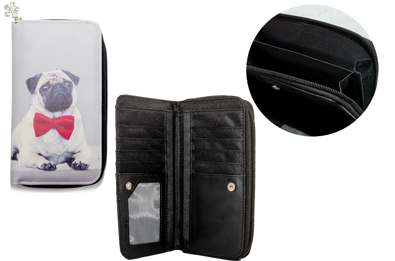 (image for) 7097 RFID LARGE PURSE WITH PRINTED DESIGNS PUG
